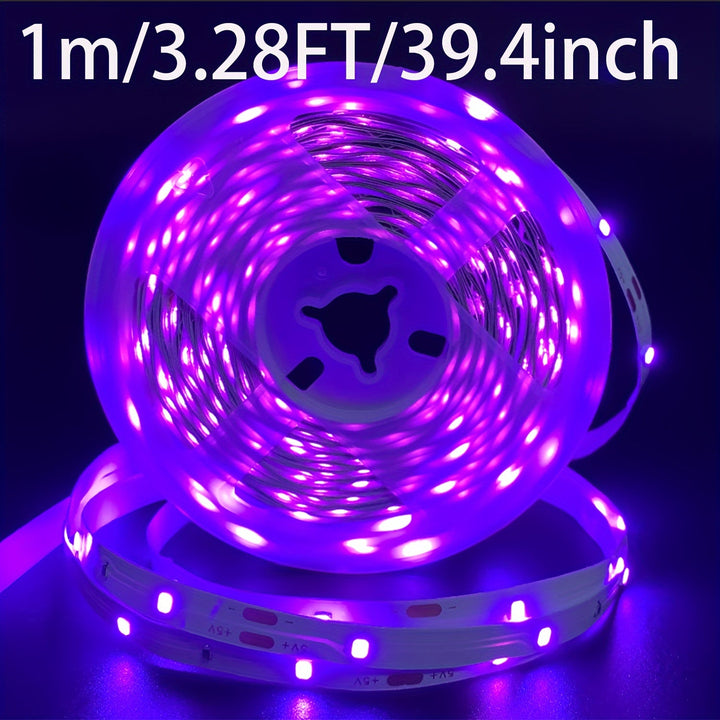 Tiras de luces LED moradas, alimentadas por USB, 5V, iluminación de decoración flexible, sin necesidad de batería, para fiestas, Halloween, Navidad, paredes fluorescentes, iluminación de armarios, opciones de 3ft/16ft/32ft