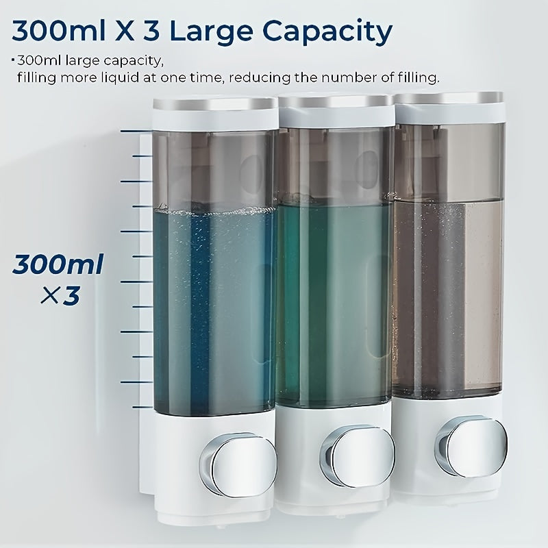 Shampoo y dispensador de acondicionador - Botella de ducha de baño de 300 ml con bomba - Botellas de champú vacías reutilizables de plástico, contenedores de loción de jabón líquido para dispensador de lavado corporal