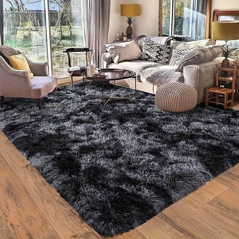 1 alfombra suave y peluda para sala, tapete de poliéster teñido al estilo tie-dye, antideslizante y lavable en máquina, decoración para dormitorio, sala de juegos o residencia estudiantil