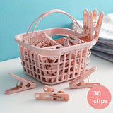 30pcs Pinzas de Plástico Duraderas con Cestas Independientes - Clips Portátiles para Secar Ropa y Sábanas para el Hogar y Esenciales de Viaje, Secadora de Ropa, Estantes de Secado