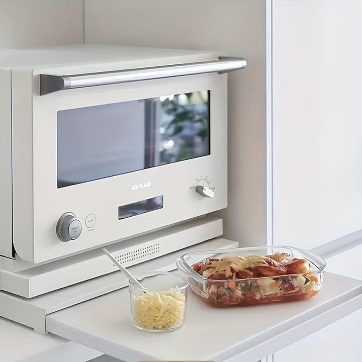 Organizador de Almacenamiento para Microondas y Horno Montado en Encimera con Estante Extraíble - Estantería Contemporánea para Cocina, Ollas, Sartenes, Utensilios - Diseño Duradero Ahorra Espacio, Fácil Ensamblaje, Soporte para Utensilios, Construcción