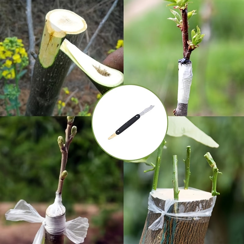 Navaja de Injerto de Acero Inoxidable - Herramienta Manual Retro para Juntar Frutas y Árboles Hortalizas, Mango Ergonómico con Hoja de Precisión, Sin Necesidad de Electricidad para Jardinería Profesional y Aficionada