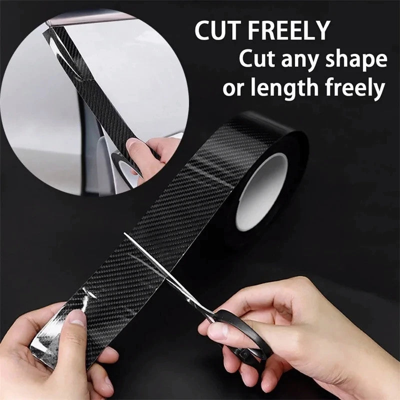 1 rollo de protector de borde de puerta de fibra de carbono Nano 3D - adhesivo impermeable y resistente a los arañazos de PVC, película universal anti-colisión, negro, protección de coche | accesorio de coche moderno | película protectora duradera