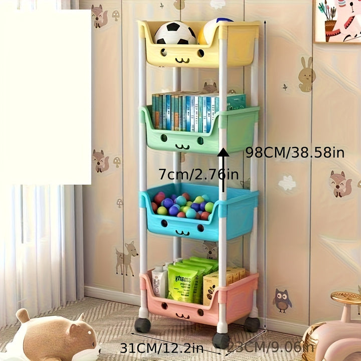 Carro de almacenamiento rodante multicapa, carrito móvil multifuncional para cocina, sala y dormitorio, fácil de mover y guardar. Estante duradero en colores macaron perfecto para cocina, baño y habitación - ideal para una familia de 13