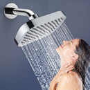 Comodidad Diaria] Cabezal de ducha de lluvia a alta presión - Acabado en cromo elegante, montado en la pared, cobertura de rociado rectangular para una experiencia de baño lujosa, accesorios para ducha