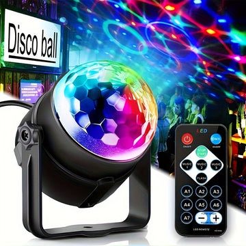 1pc Bola de Discoteca RGB Activada por Sonido con Control Remoto - 7 Modos, Alimentada por USB, Ideal para Fiestas de Baile en Casa, Bares, Karaoke, Halloween, Navidad, Decoración de Bodas, Luz de Fiesta Disco USB