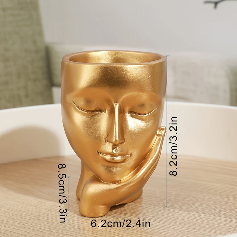 Maceta de Flor de Resina Pensador Dorado - Decoración Única para Jardinería Interior y Exterior en Hogar y Oficina, No Necesita Electricidad, Material de Resina Duradero, Versátil para Varios Tipos de Habitaciones