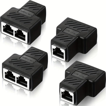 Divisor de Ethernet RJ45 2/4, adaptador de puerto masculino 1 a 2, compatible con cable Cat5/Cat6, permite que dos computadoras se conecten simultáneamente, adaptador de expansión de red