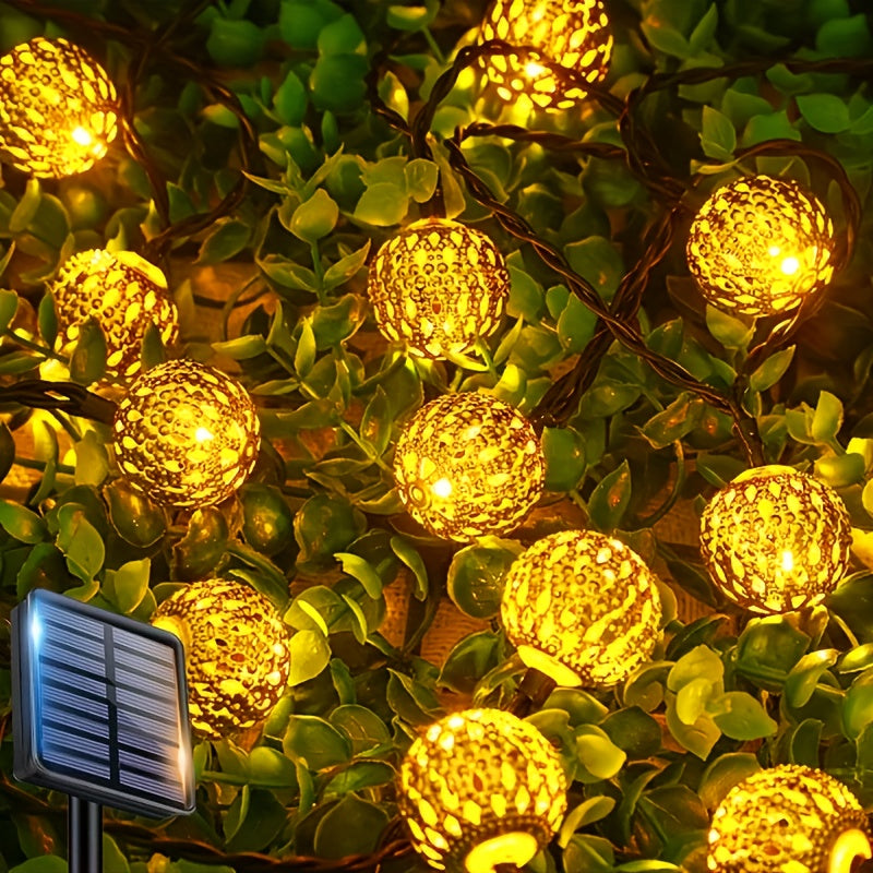 Luces de cuerda de farol moro con energía solar - Luminarias de hadas LED amarillas y doradas con cable negro, ideales para decoración al aire libre, aniversarios y ocasiones festivas, luces solares al aire libre.