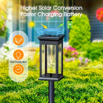 Conjunto de 4 Luces Solares Comerciales para Calles y Áreas, Luces Solares Exteriores para Aceras, Luces Inteligentes con Encendido/Apagado Automático, Luces Decorativas Solares para Jardines y Paisajes, Luces Solares IP44 para Calles, Entradas, Céspedes