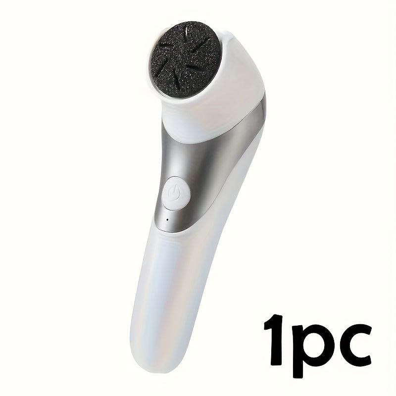 Una máquina de pulir pies eléctrica portátil con carga USB de doble cabeza, herramienta recargable para eliminar el pie y para pedicura, ideal para pulir pies gruesos y cuidar la piel seca, fácil de usar con una cabeza de molienda reemplazable.