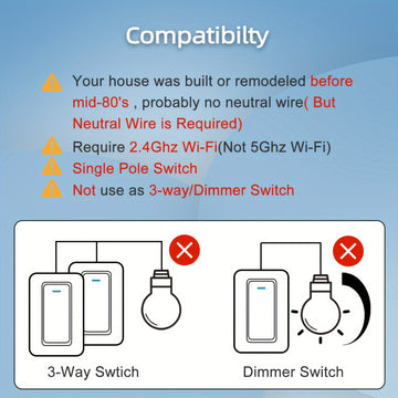 Interruptor de luz inteligente Wi-Fi YNF, control de voz, control remoto, temporizador y programación y control de grupo, compatible con Alexa y Google Home, 4 unidades