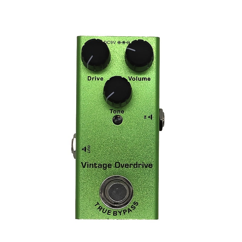 Pedal de efectos de guitarra Overdrive vintage - True Bypass, fuente de alimentación DC 9V - Verde - Para instrumentos de guitarra y bajo
