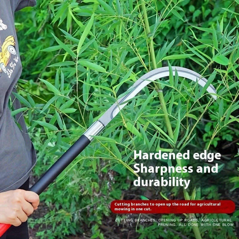 Guadaña plegable con hoja dentada de acero al carbono y mango de plástico negro ergonómico - Herramienta manual de mano para jardinería, camping, paisajismo, uso al aire libre, herramienta de jardín, mango resistente, filo cortante afilado