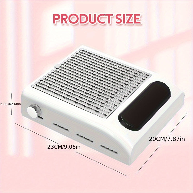 Colector de polvo de uñas ultra-silencioso con filtro reutilizable - Potente aspiradora de uñas de bajo ruido, cuerpo de plástico, enchufe de EE. UU., incluye adaptador de alimentación, ideal para manicura y pedicura, herramienta de pedicura | Colector u