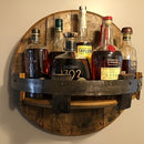 1pc Estante de Bar Clásico con Forma de Barril para Montar en la Pared - Almacenamiento Rústico de Madera Reciclada Multicompartimento para Botellas de Vino y Cristalería, Organizador de Bar Ahorrador de Espacio, Decoración de Estilo Granja para Sala de