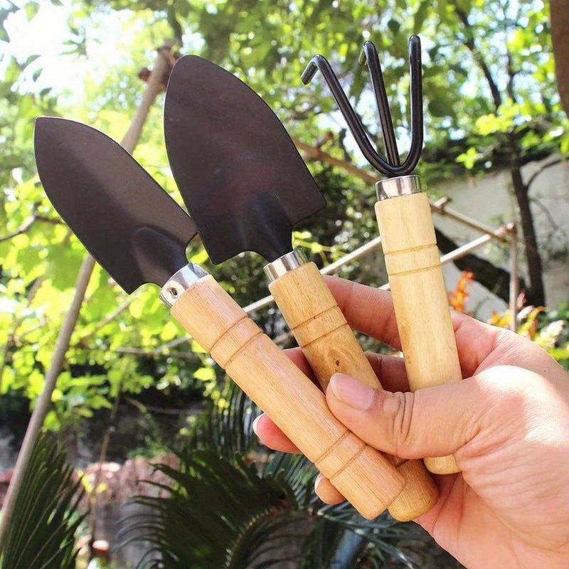 Juego de 3 piezas para jardín, herramientas pequeñas para plantas, palas y macetas, cactus y vegetales, herramientas de excavación y deshierbe, utensilios para interiores