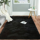 Alfombra grande de felpa suave y esponjosa, lavable a máquina, negra, rectangular, perfecta para sala o escritorio, agrega textura acogedora a cualquier espacio, tapetes para sala