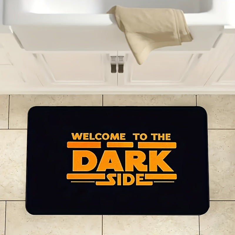 Tapete de bienvenida "Bienvenido al Lado Oscuro" - Antideslizante, lavable a máquina, de poliéster para áreas de alto tráfico, decoración interior/exterior, fácil de limpiar, 1 unidad