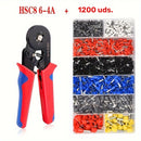Juego de Herramientas de Engarzado para Electricistas Profesionales - Abrazadera de Ferrule HSC8 6-4 para Terminales Tubulares, Rango de 0.25-10mm, Ideal para Cables de 23-7AWG