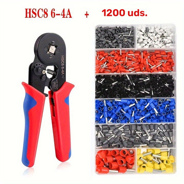 Juego de Herramientas de Engarzado para Electricistas Profesionales - Abrazadera de Ferrule HSC8 6-4 para Terminales Tubulares, Rango de 0.25-10mm, Ideal para Cables de 23-7AWG