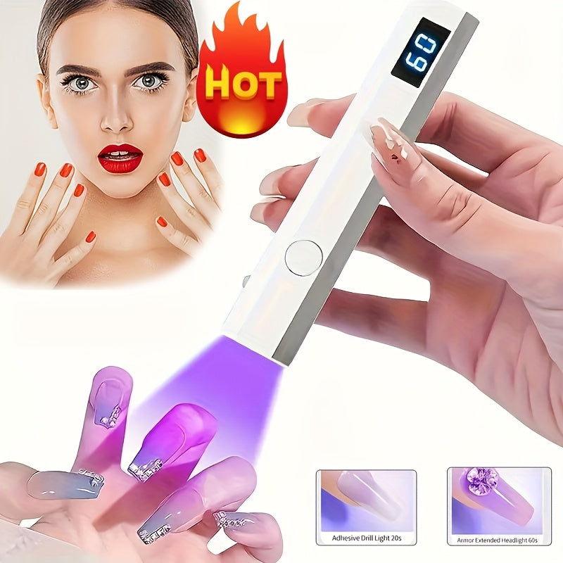 Lámpara de gel de uñas portátil FEIYBA Mini con pantalla digital - Recargable por USB, secado rápido de 60 segundos, diseño compacto para viajes y uso en casa, regalo de alta calidad para técnicos de uñas y entusiastas de bricolaje, equipo de salón de uñ