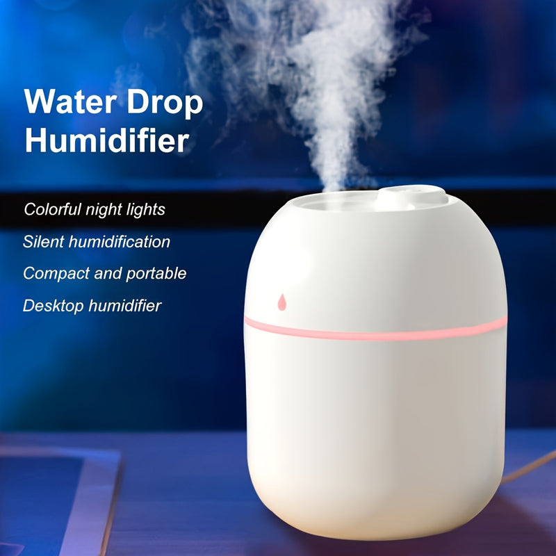Mini Humidificador USB - Compacto y Personal con Funcionamiento por USB, Operación Silenciosa, Detalles en Blanco/Rosa - Ideal para Hogar, Oficina, Coche o Escritorio - Solución Esencial para Securares, Tos y Frío en Otoño e Invierno, Diseño Moderno y El