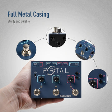 SONICAKE Mezclador de Señales Activo Portal - Selector de Línea Analógica con ABY y Bucle FX, True Bypass, Operación de Modo Dual, Alimentado por USB, Azul