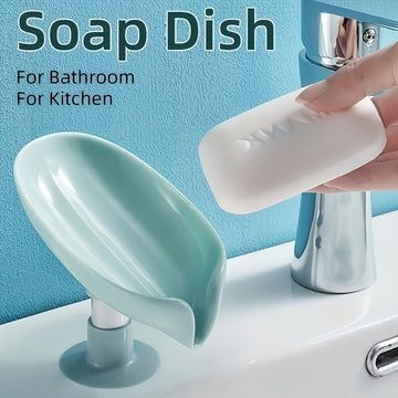Porta Jabón con Ventosa Sin Taladro - Organizador Ovalado para Baño y Cocina con Compartimentos Dobles, Plato de Plástico Duradero Montado en la Pared para Higiene y Ahorro de Espacio