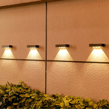 4 luces solares para pared exterior, 1 LED, 2 LED, 3 LED, 4 LED, alta calidad, luz para balcón, jardín, villa, área rural, cerca, ideal para pared exterior, garaje, patio