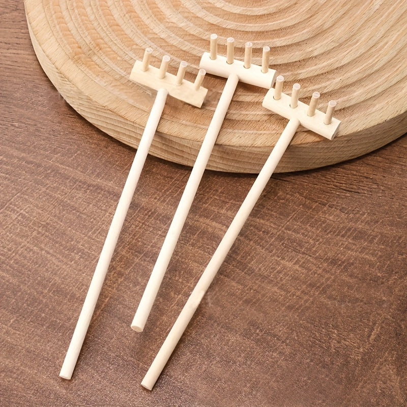 Juego de 7 Rastrillos Mini para Jardín Zen - Herramientas de Madera para Arte con Arena, Jardines de Rocas y Decoración del Hogar, Duraderos 13.97x3.81cm, Adecuados para Meditación y Paisajes en Miniatura, Accesorios para Jardínes Zen