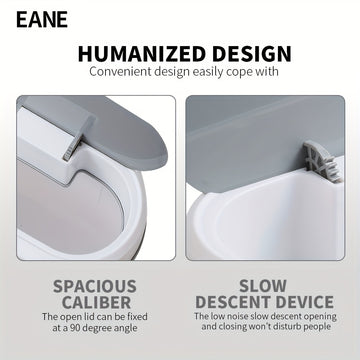 EANE, Papelera Inteligente de Alta Velocidad de Respuesta, con Acción de Apertura y Cierre, Alimentada por Batería, Sin Contacto, Resistente a Olores, Diseño Moderno para Hogar, Cocina y Baño, Accesorio de Cocina Moderno | Papelera Elegante | Operación S
