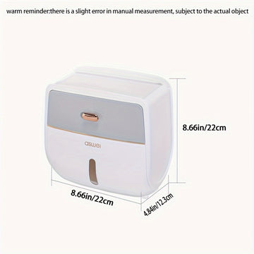 ASWEI Cajón de pañuelos de pared de gran capacidad con estantería, soporte de papel higiénico de plástico autoadhesivo, organizador de pared para baño y cocina