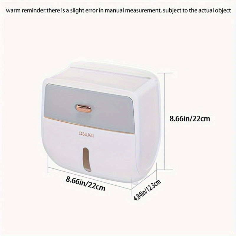 ASWEI Cajón de pañuelos de pared de gran capacidad con estantería, soporte de papel higiénico de plástico autoadhesivo, organizador de pared para baño y cocina
