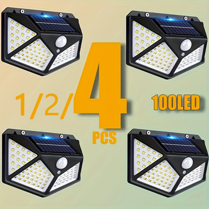 100 Luces de Seguridad LED Solares para Exteriores con Encendido/Apagado Automático - Impermeables IPX4, Cobertura Amplia 270°, Bombillas LED Energeticamente Eficientes y Batería de Litio - Para Entrada, Garaje, Patio, Jardín, Camino - Fácil Instalación