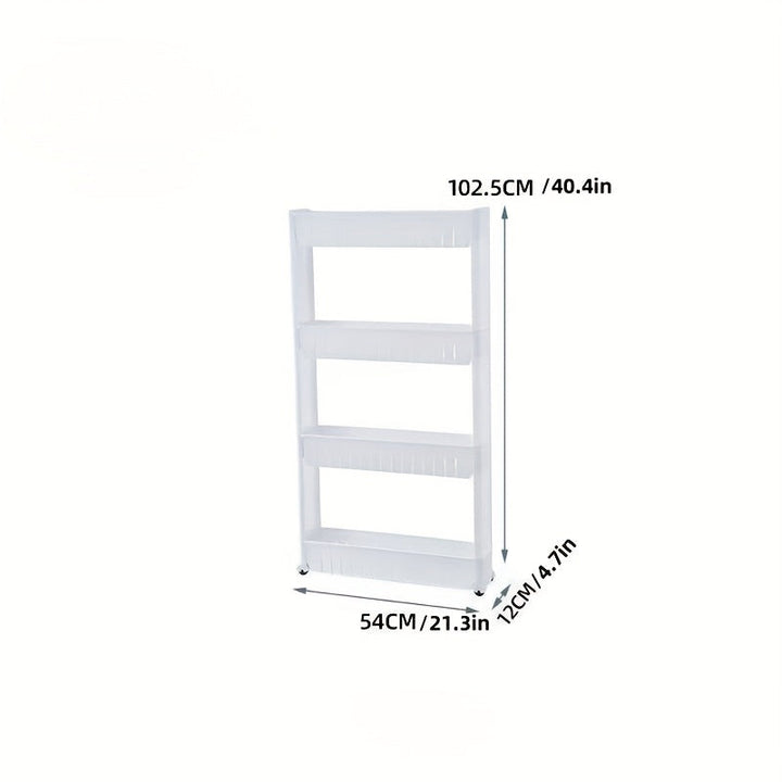 Organizador de Almacenamiento en Carrito de Plástico Delgado, Unidad Móvil de Estantería para Espacios Angostos con Esenciales de Cocina y Baño