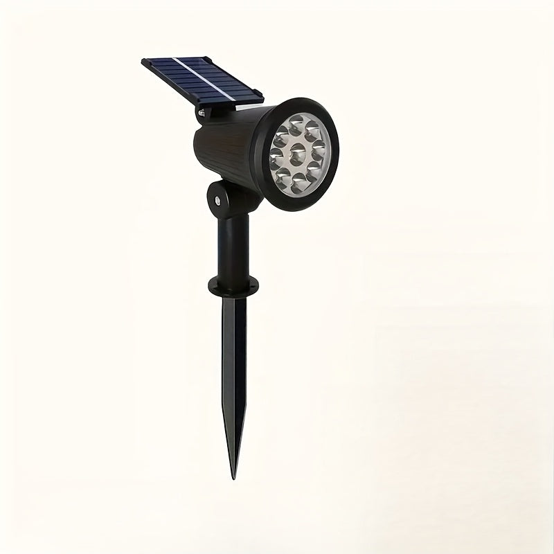 1 pieza de luces de jardín solares de 9 LED - Soporte ajustable, IP65, resistente al agua, sensor automático de día/noche, carcasa plástica resistente al tiempo, ideal para jardines, césped, senderos y iluminación de garajes, luces de jardín | Luz de pai