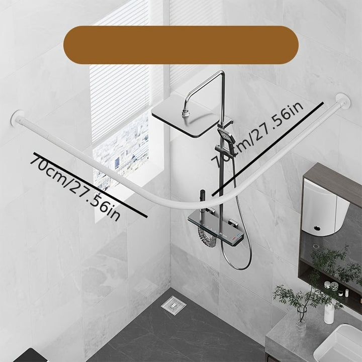 Juego de Cortinas de Baño con Barra Curva sin Agujeros, Juego de Barra para Cortina de Ducha, Barra Curva para Cortina de Baño, Cortina de Baño