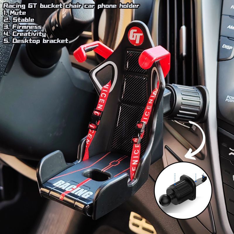 Soporte universal para teléfono en el aire acondicionado del auto, soporte de navegación GPS para iPhone 13, 12 y Xiaomi, diseño creativo de auto de carreras GT, fijación segura, soporte para smartphone