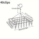 1pc Organizador de calcetines ahorrador de espacio de acero inoxidable de 40 clips, sin terminar, almacenamiento multipropósito colgado para dormitorio, baño, vestuario, hogar y uso de residencia universitaria