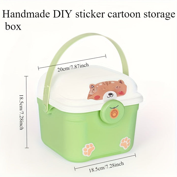 Caixa de almacenamiento de animales de dibujos animados, cubo para juguetes, práctico para guardar juguetes y libros, fácil de llevar al salir