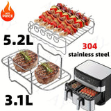 Soporte de parrilla para freidora de aire de acero inoxidable 304 - Accesorio multiusos para microondas y horno, se ajusta a Tefal Ey901840, Tower T17099, Salter EK5729, Lakeland 26920, con opciones de 5,2L y 3,1L, precio para cocinar de manera saludable