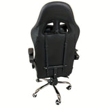 Silla de juego con respaldo reclinable ajustable, tapizado de cuero, estructura de metal y madera dura, relleno, con operación manual, para oficina en casa y dormitorio, adecuada para uso en pisos duros.