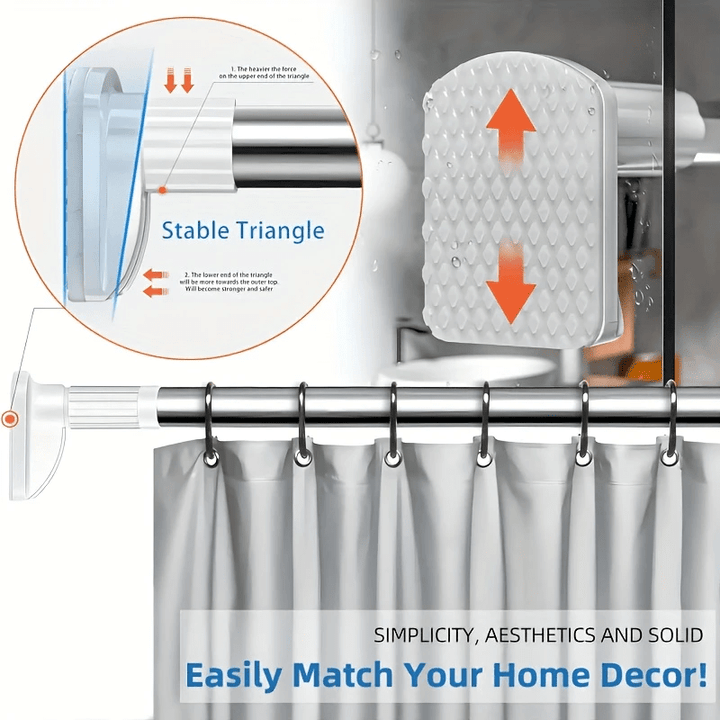 1 pieza de percha ajustable sin taladro para cortinas de ducha y armarios - Construcción metálica duradera, fácil de instalar con diseño deslizante, ideal para almacenamiento de baño y dormitorio, percha de cortina de ducha