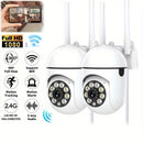 2 cámaras de seguridad de 1080P con visión nocturna Full HD, luces de escena y sirena, audio bidireccional para vigilancia doméstica interior/exterior, pan/tilt/zoom, WiFi habilitado, seguimiento de movimiento - Compatible con Alexa, control inalámbrico,