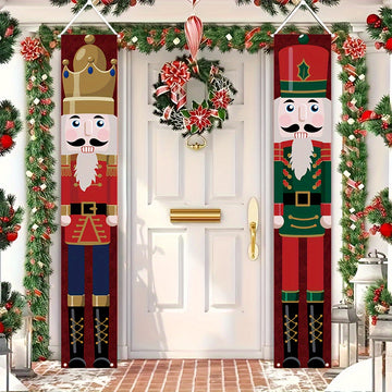Banderines navideños con diseño de nuez, decoración para puerta de exterior, 179.83 cm x 29.97 cm, tela de poliéster, adornos colgantes festivos