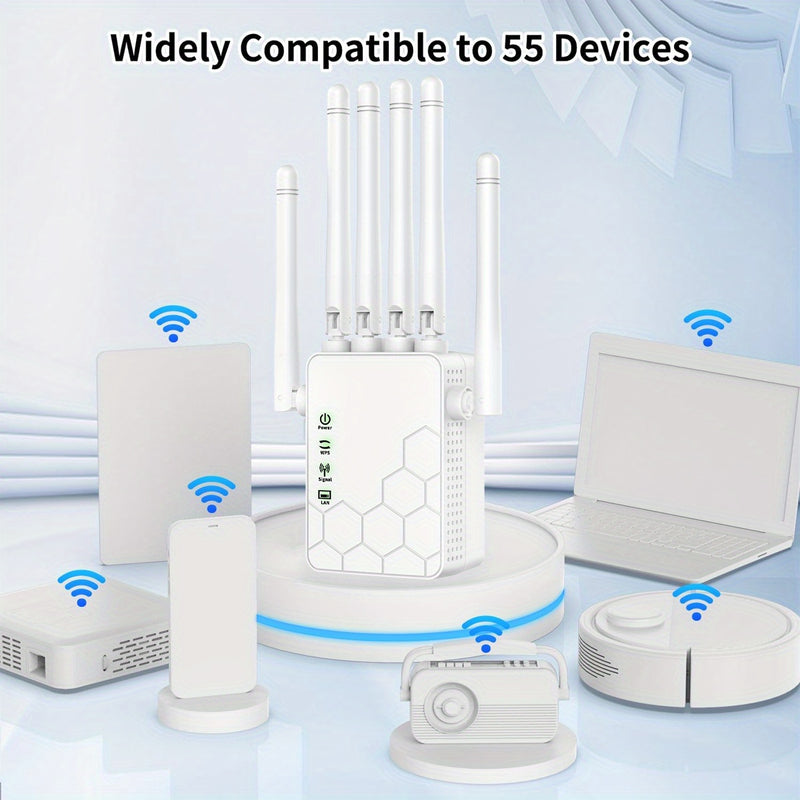 Amplificador/Extensor de Wifi OEKE, admite hasta 25 dispositivos, brindando una cobertura más amplia que nunca. Reforza el señal Wifi en casa | Repetidor de Wifi para mejorar Internet.