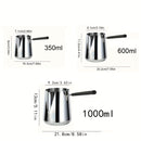 1pc Servidor de Acero Inoxidable para Café con Mango Largo, Capacidad de 350ml/600ml, Calentador de Vertido Versátil para Espresso, Leche, Arte de Latte, Chocolate y Derretimiento de Mantequilla, Ideal para Uso en Casa, Restaurante y Café, Tema de Vacaci