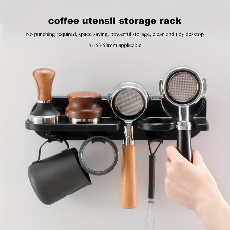 1 soporte organizador de herramientas para café italiano, montado en la pared con alfombrilla antideslizante de silicón, ideal para manijas de café, dosificadores de polvo y accesorios, uso doméstico y comercial