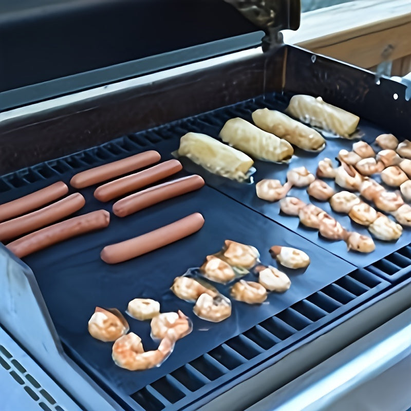 Juego de Alfombrilla para Parrilla de Barbacoa Resistente al Calor y Antiadherente de Fibra de Vidrio para Acampar al Aire Libre, con Base de Teflón